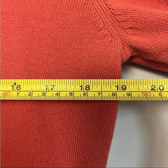 Title Nine V Neck Sz L Coral Orange Sweater Ribbed Trim  Knit Top Outdoor EUC - Picture 9 of 9